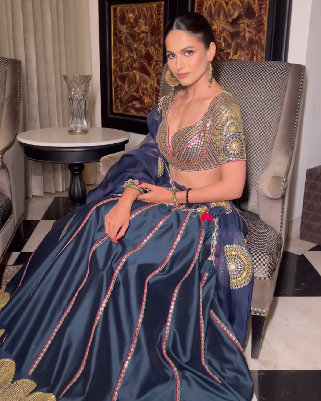 Wamika Mathur in Nightsky and Gold Lehenga Set