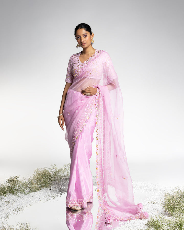 LILAC ORGANZA SAREE (MZSR02)