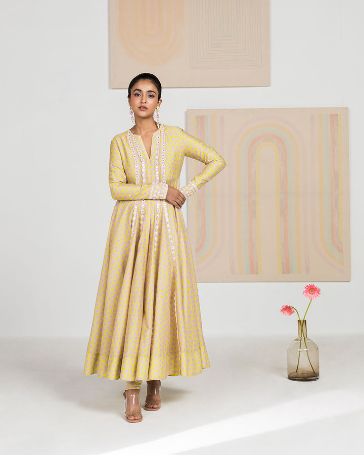 PERIWINKLE SILK CHANDERI KALIDAR (JNPL 15)