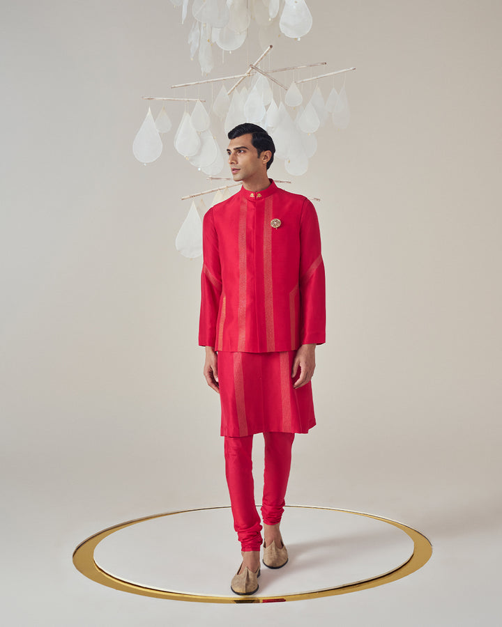 Ruby Red Silk Kurta