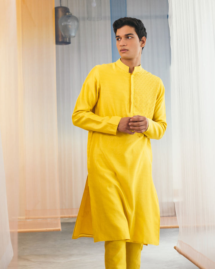 OLIVE YELLOW KURTA SET (MWKT14)