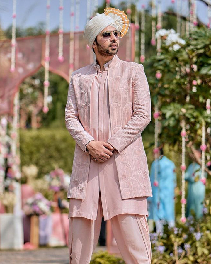 Armaan Malik in Mauve Silk Jacket Set