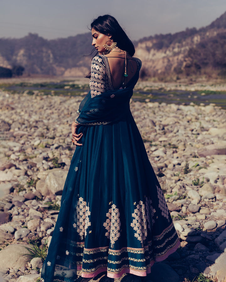 Hand embroidered anarkali paired with churidar and dupatta (SW05)