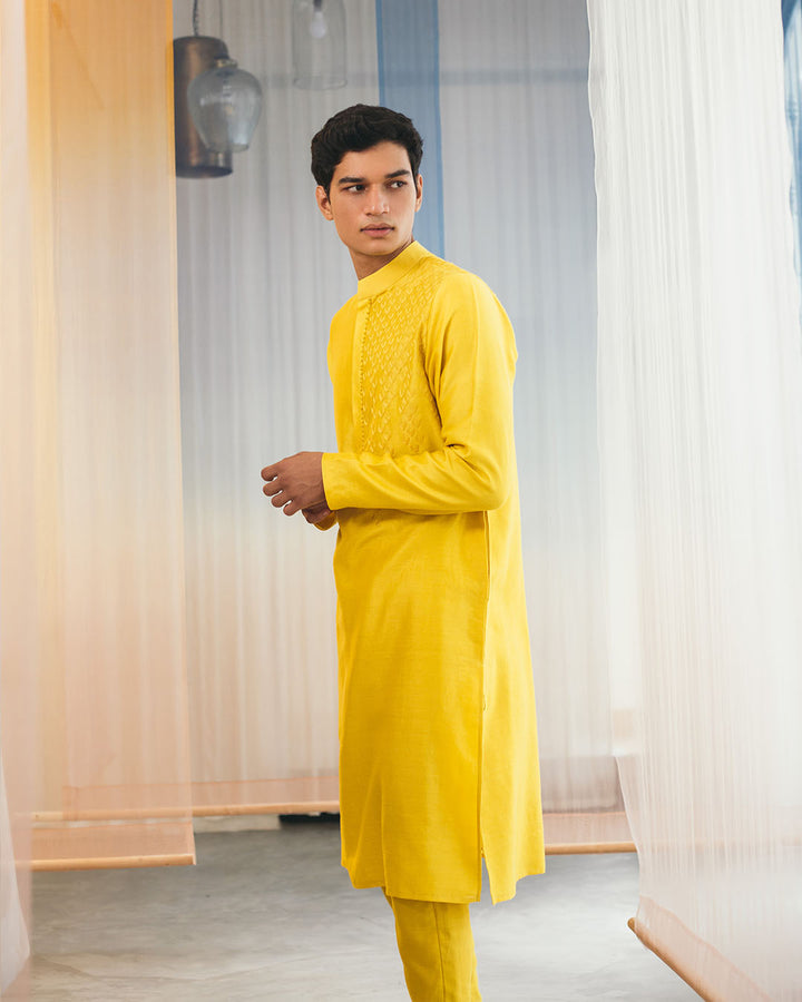 OLIVE YELLOW KURTA SET (MWKT14)