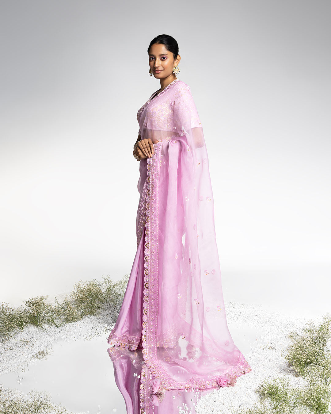 LILAC ORGANZA SAREE (MZSR02)