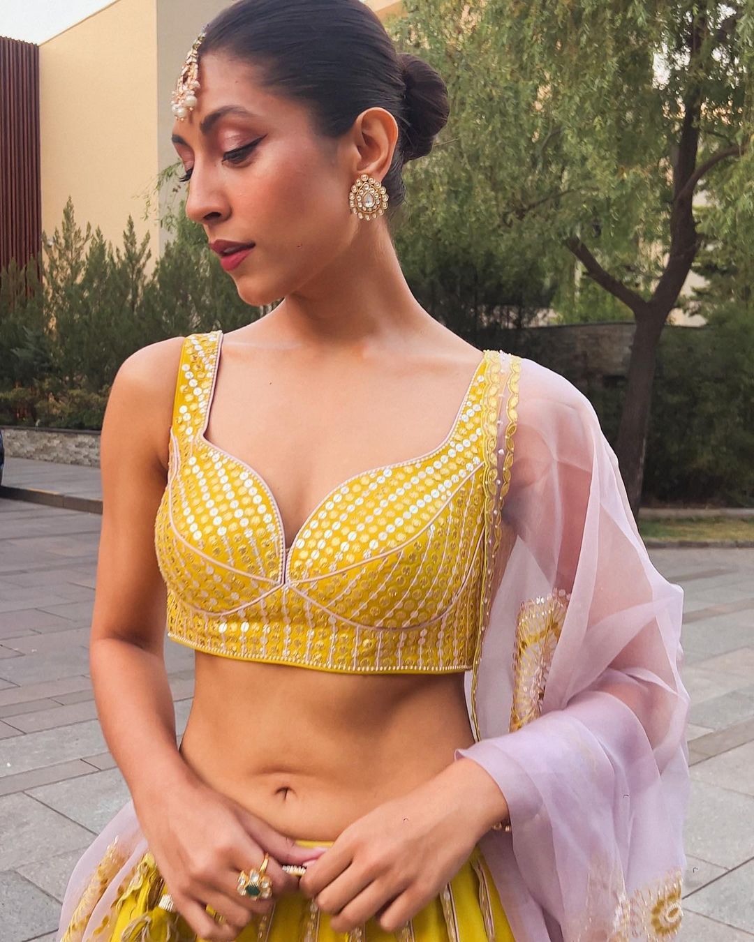 UPALINA GUPTA IN OLIVE AND LAVENDER LEHENGA SET