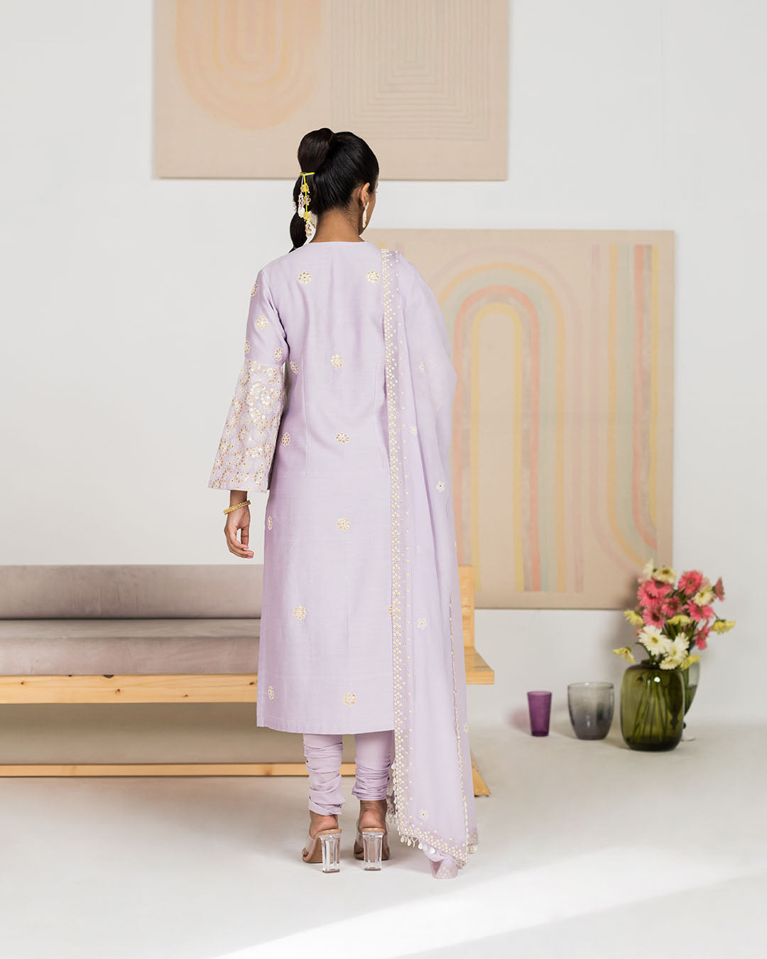 Lavender Embroidered Kurta Set (JNPL 18)