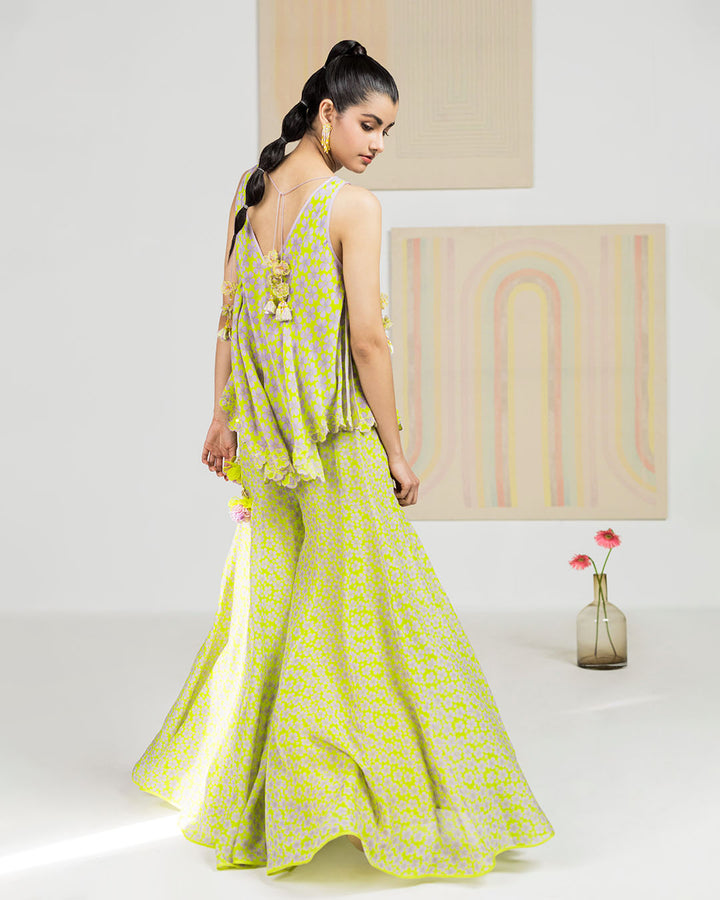 Spring Green Swirl Sharara Set (JNPL 20)