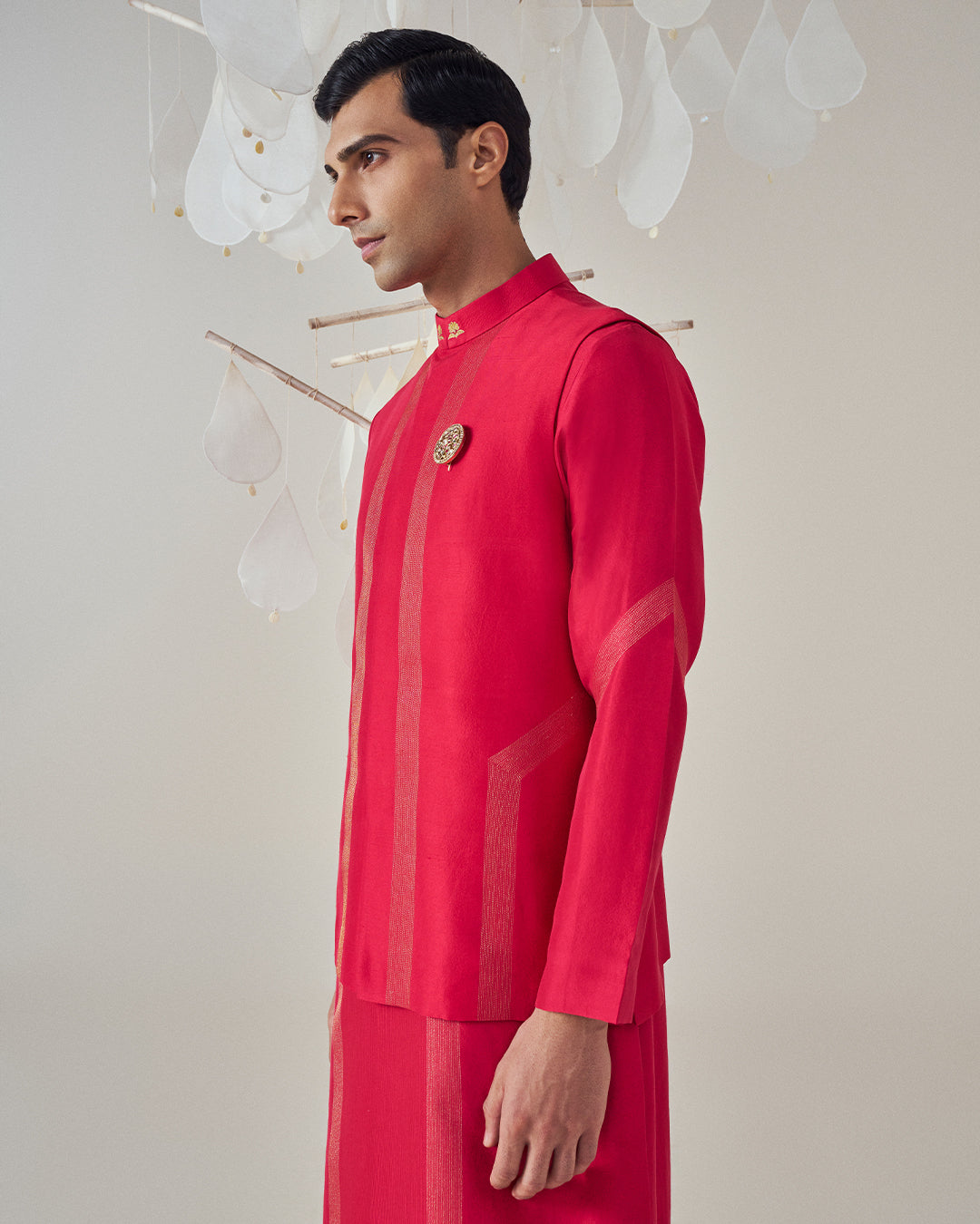 Ruby Red Silk Kurta