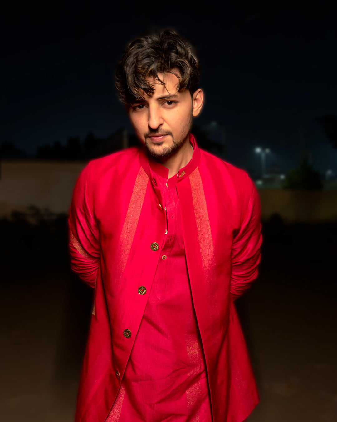 Darshan Raval in Ruby Red Silk Kurta