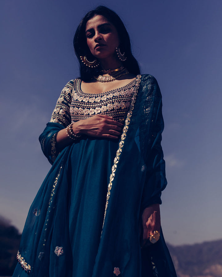 Hand embroidered anarkali paired with churidar and dupatta (SW05)