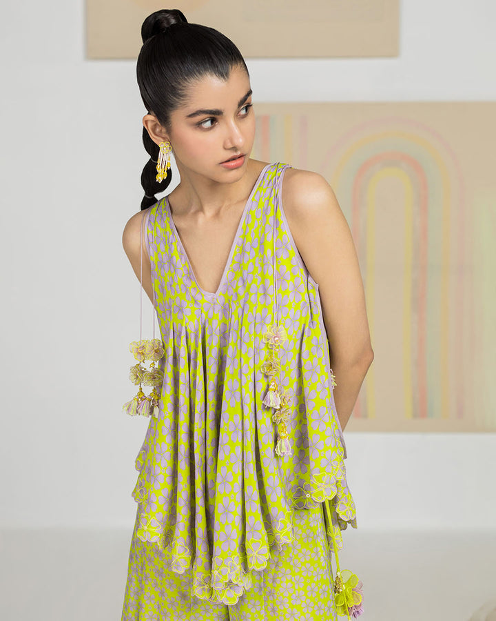 Spring Green Swirl Sharara Set (JNPL 20)