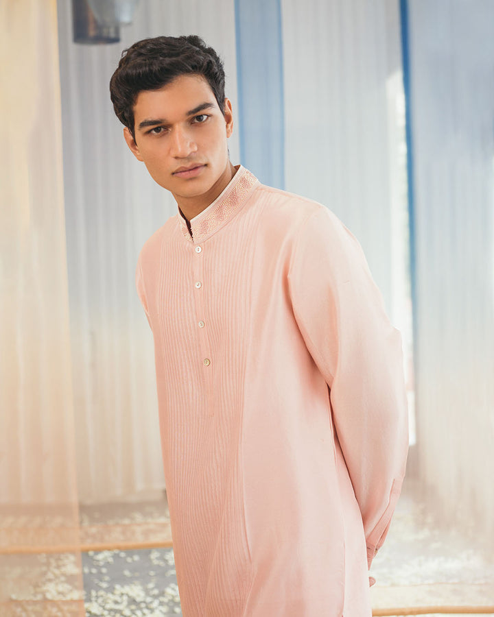 SILK SOFT ROSE PIN TUCK KURTA (MWKT15)