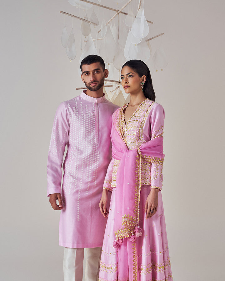 Lilac Silk Chanderi Kurta