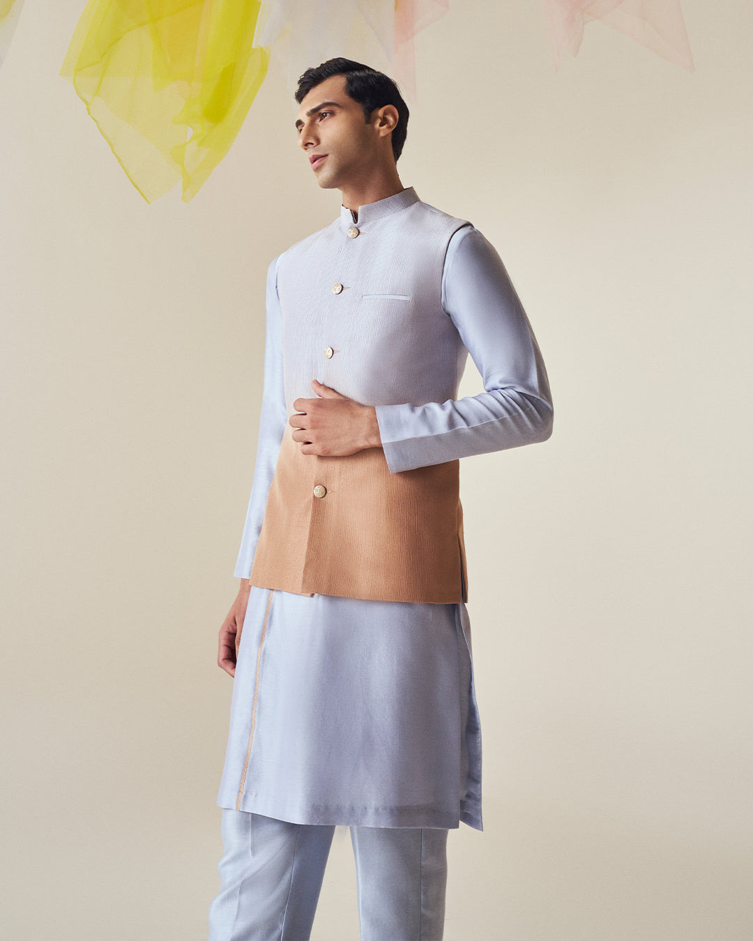 Powder blue Silk Chanderi Kurta