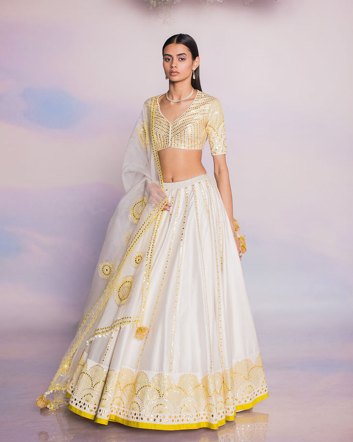 IVORY AND GOLD LEHENGA SET (MZLH05)