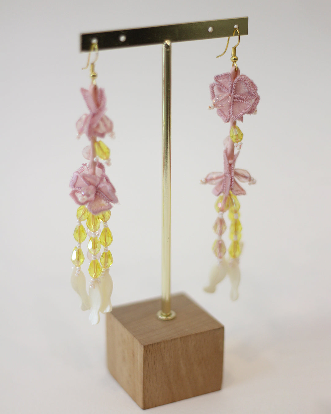 LILAC AND OLIVE FLORAL EARRINGS