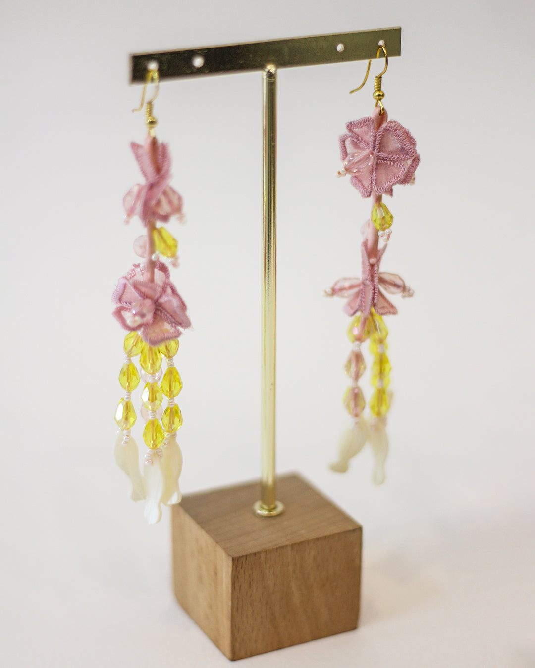 LILAC AND OLIVE FLORAL EARRINGS
