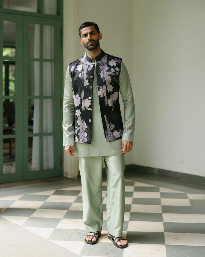 MIDNIGHT BLOOM NEHRU JACKET